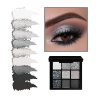 LYNTYAOU Black Smoky Eyeshadow Palette, Matte Glitter Eye Shadow Pallets, 9 Colour Grey Eye Makeup for Women, Cool Girl Eyeshadows Gothic Style, Highly Pigmented Gifts