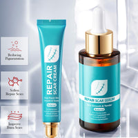 ewku Scar Removal Set with Repair Scar Cream & Serum, Stretch Mark Removal Cream for Old and New Marks, Acne Scar Treatment for Body, Trauma Scars, Scald, Hyperpigmentation & All Types of Scars