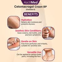 AactiMed ActiMed Cetomacrogol Cream BP– 500g | Emollient Moisturizer & Soap Substitute for Dry, Itchy Skin | Non-Greasy Skin Barrier Cream for Face & Body