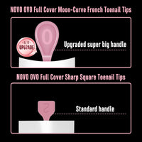 NOVO OVO Halloween Short Toe Nail Tips White French Tip with Moon Curve, BERRY PINK Thick Sharp Square Toenail Extension, Soft Gel False Nail Kit, Need Glue Builder Gel Top Coat x15 Sizes 240 pcs