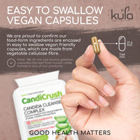CandiCrush - Candida Cleanse Complex - Herbal Thrush Tablets - Natural Candida Treatment for Women and Men with Probiotic Live Friendly Bacteria for Yeast Infection - 60 Vegan Capsules