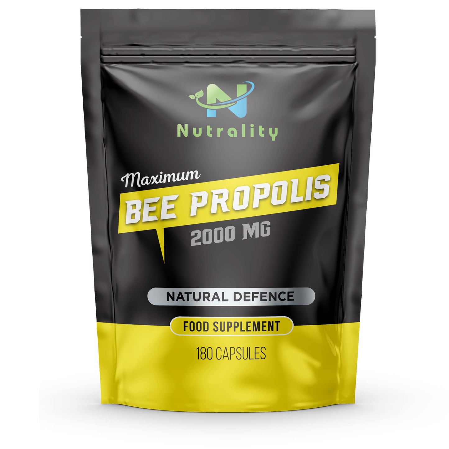 Nutrality Bee Propolis 2000mg | Maximum Strength, High in Antioxidants for Immune System Support, Natural Antibiotic | Vegetarian & Allergen Free | 180 Capsules