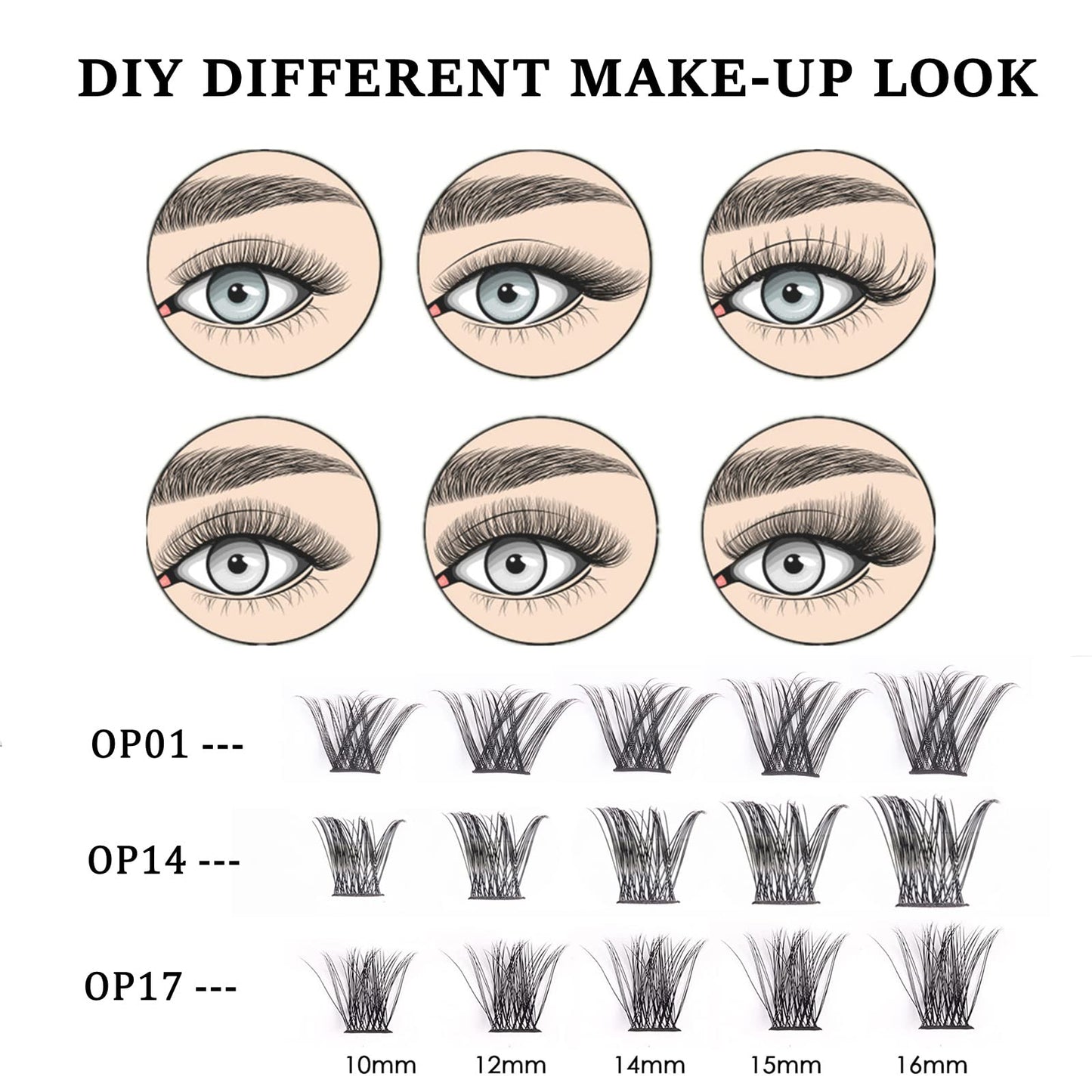 ocean pearl Cluster Lashes 72 Clusters Individual Lashes DIY Lash Extensions 10-16mm Length Reusable Soft Natural False Eyelashes Super Thin Band Wide Stem Eyelash Extensions for Makeup at Home