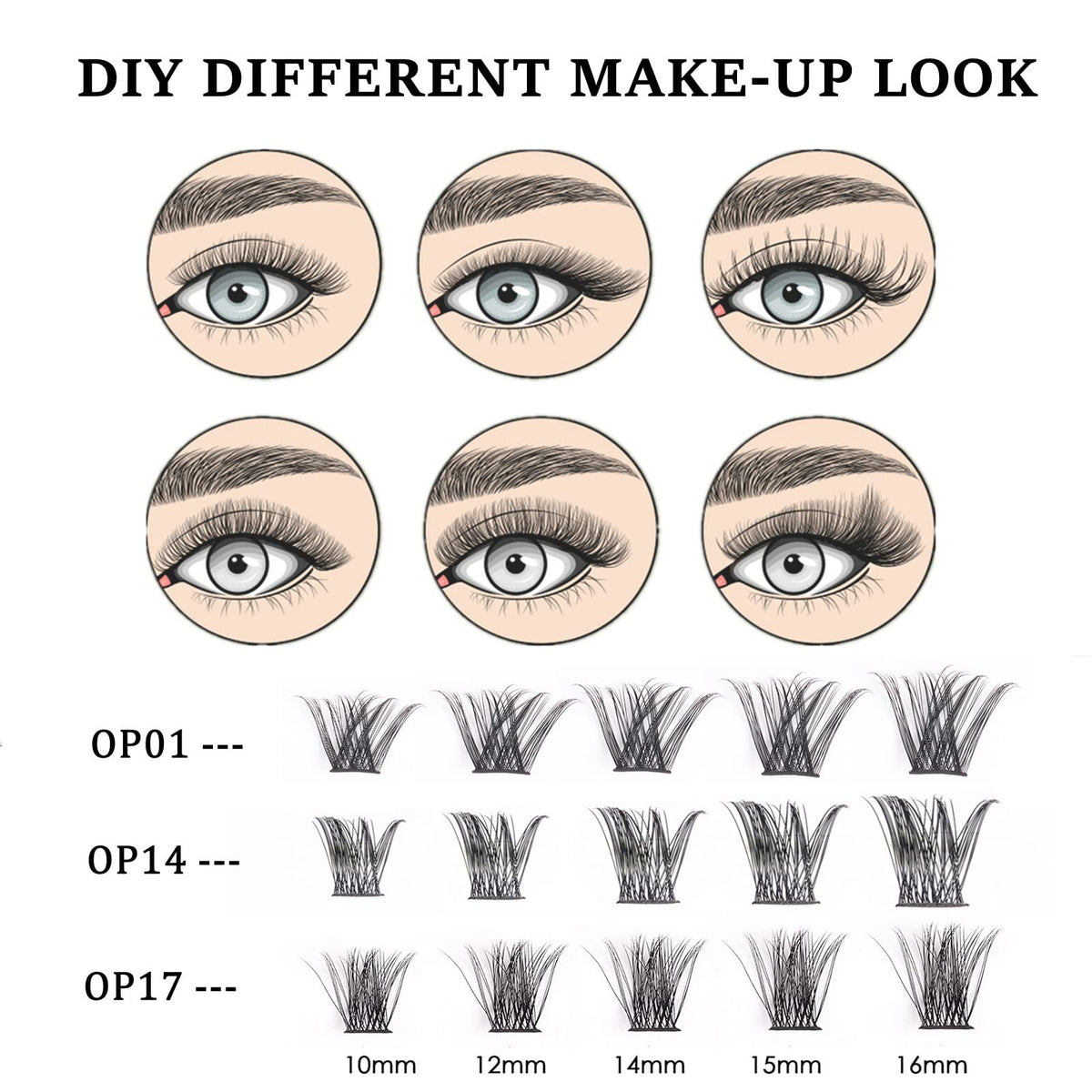 ocean pearl Cluster Lashes 72 Clusters Individual Lashes DIY Lash Extensions 10-16mm Length Reusable Soft Natural False Eyelashes Super Thin Band Wide Stem Eyelash Extensions for Makeup at Home