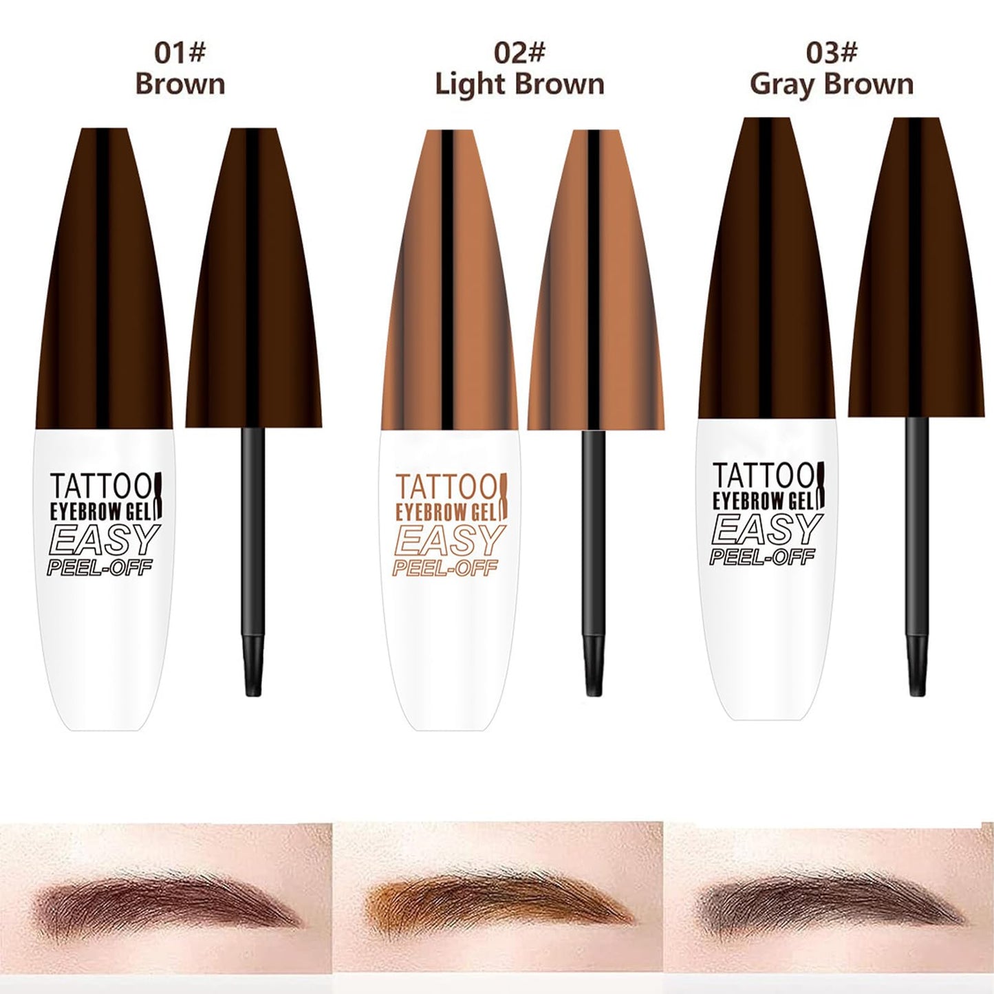 SHEBEEDO Eyebrow Tint Tattoo Peel Off Eyebrow Gel Semi-Permanent Colour Brow Tattoo Gel Waterproof Peel Off Eyebrow Gel, Lasts Up to 3 Days Makeup, Tattoo Brow Tint Suitable for All Brow Shapes(Light Brown)