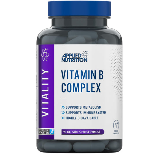 Applied Nutrition Vitamin B Complex Multivitamin - High Potency B12, B6, B1, Folic Acid & Biotin - Supports Metabolism, Reduces Tiredness & Fatigue, Helps Immune System - (90 Capsules)
