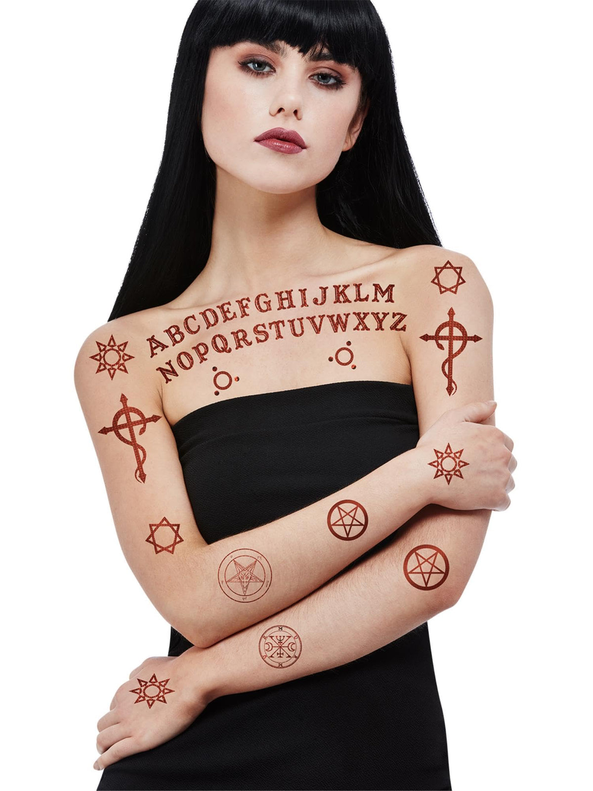 Smiffys Make-Up FX, Satanic Tattoo Transfers, Cosmetics and Disguises Fancy Dress, Halloween Fancy Dress Accessories Dress Up Cosmetics & Disguises.
