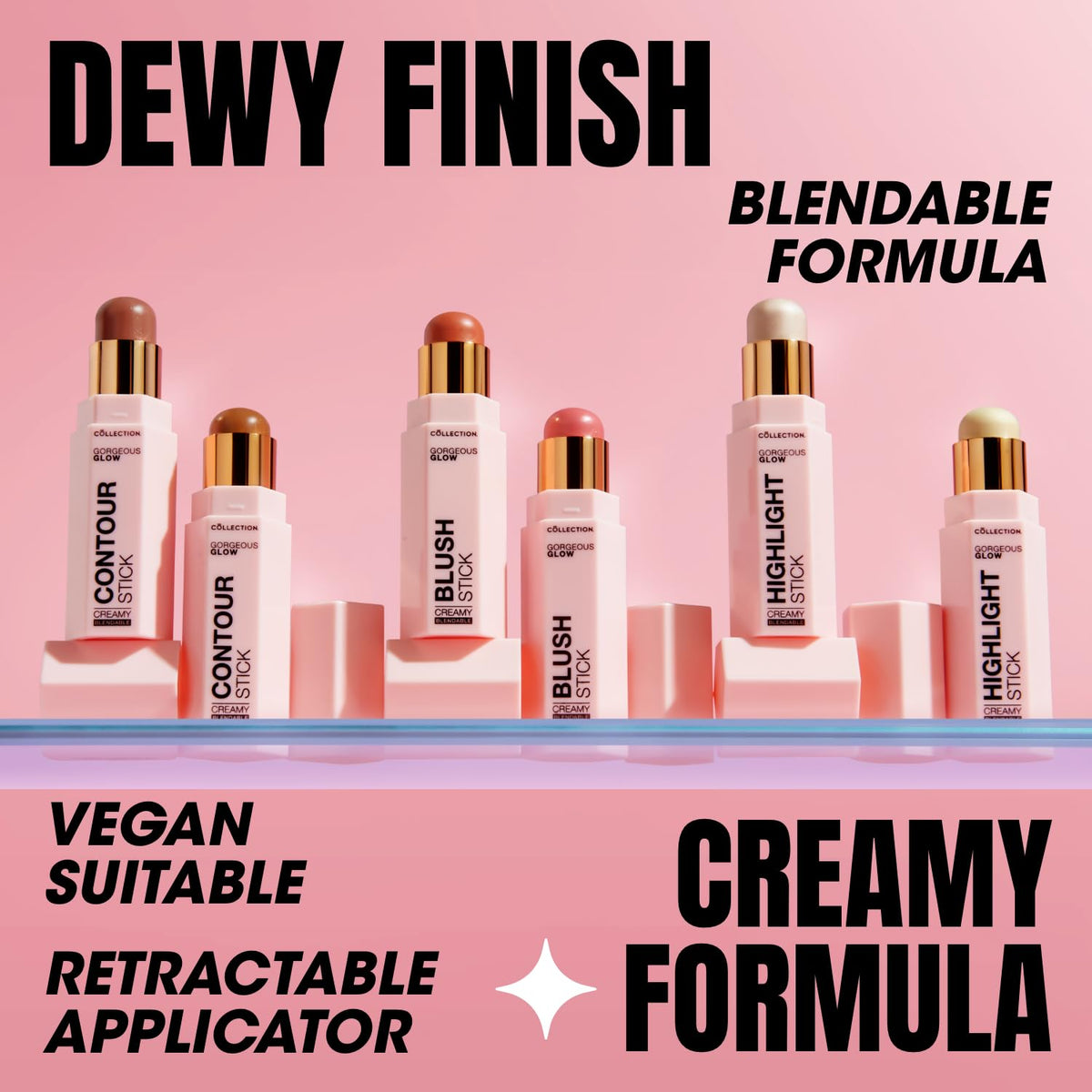 Collection Cosmetics Gorgeous Glow Sticks, Fast and Mess Free, 4g, Highlight