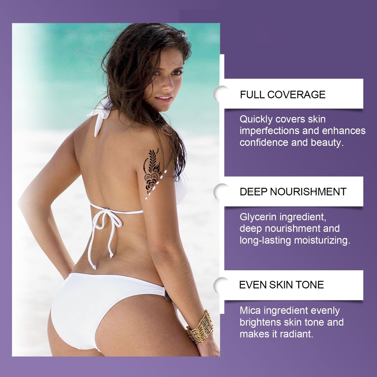 HERBENJOY 2PCS Body Coverage Perfector, Waterproof Tattoo Cover Up Makeup, No Transfer Hydrating Concealer for Mature Skin, Leg Makeup to Cover Veins,Scars,Dark-Spots with Full Coverage Foundation(NATURAL GLOW)