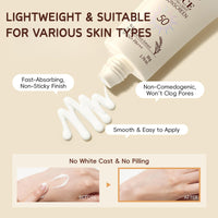 Shefave Rice Sunscreen With Probiotics,SPF 50 Face Moisturiser, Korean Rice Ultra-Light Sunscreen For Face&Body,SPF Face Cream With UVA&UVB Protection For Protects&Brightens Skin,Dry Sensitive Skin,Non-Greasy