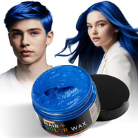 WOZUTUNT Blue Temporary Hair Color Wax Natural Hair Color Wax for Cosplay, Masquerade & Festivals Party – Easy Wash-Out Styling Pomade with Instant Results and Long-Lasting Hold