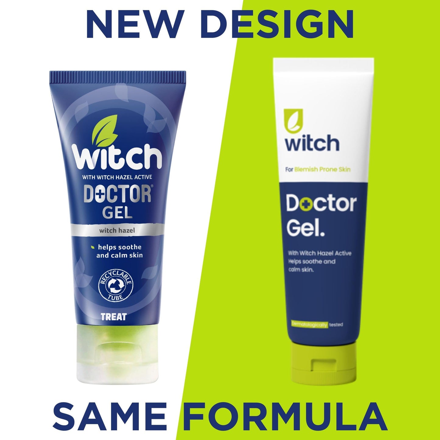 Witch Doctor Gel 35ml with Witch Hazel, helps calm and soothe skin. Packaging may vary