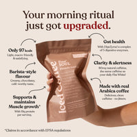 Protein Iced Coffee | 19g Protein & 80mg Caffeine per Serving | Only 97Kcal | Low Calorie + High Protein | Whey Protein & Pea Protein Isolate Blend + Digestive Enzymes | Café Frappé | Free Soul