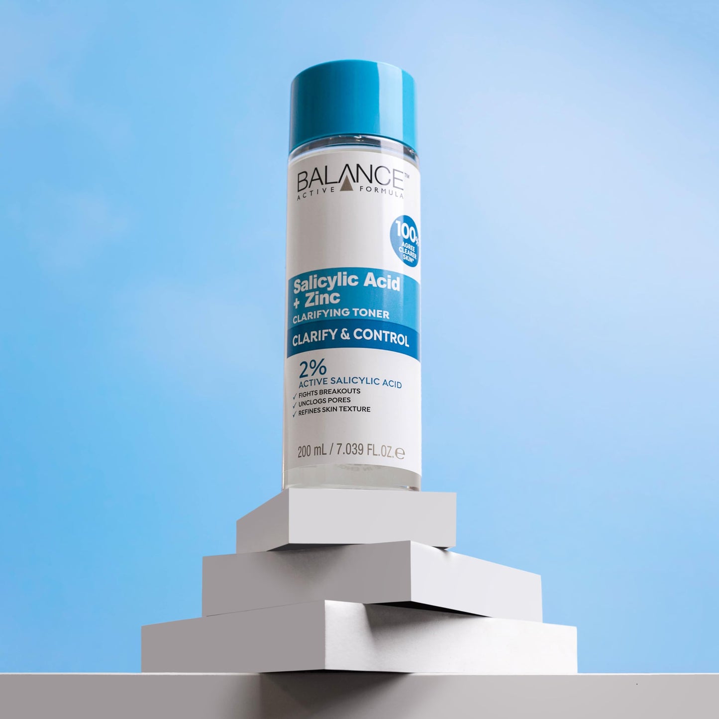 Balance Active Formula Salicylic Acid + Zinc Toner (200ml) - Exfoliates, Unclogs Pores, Prevents Blemishes & Blackheads, Minimises Pores for Clearer Complexion