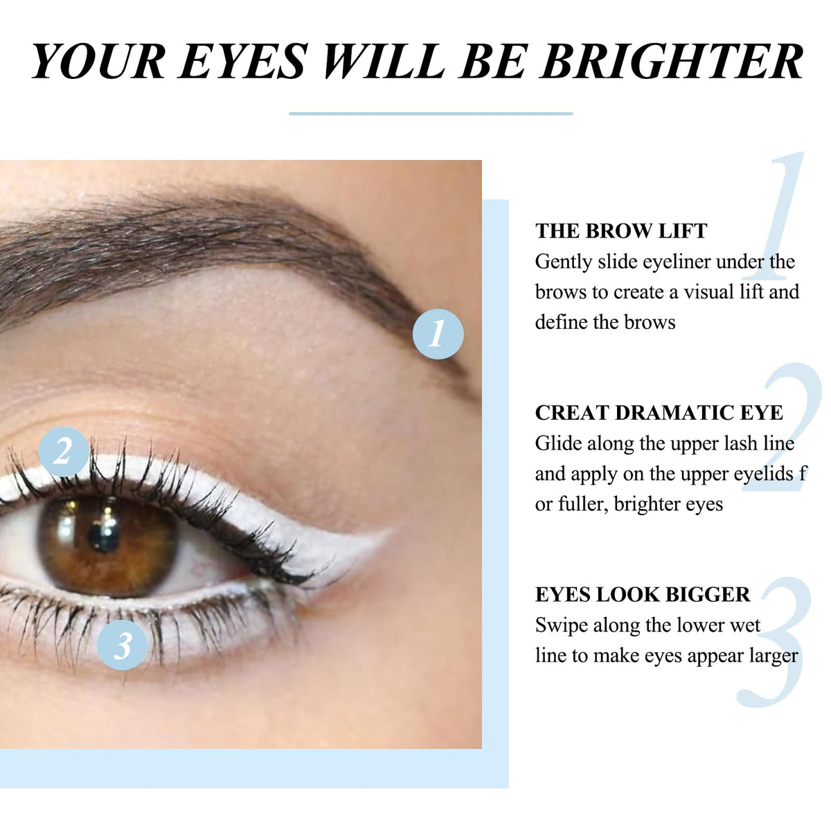 FEXPDL White Eyeliner Pencil 12 Pack with Sharpener, White Eye Liner Pencils Waterline for Skin Marking Eyeshadow Highlighter Waterproof Long Lasting Eyeliner Pencils for Eye Makeup