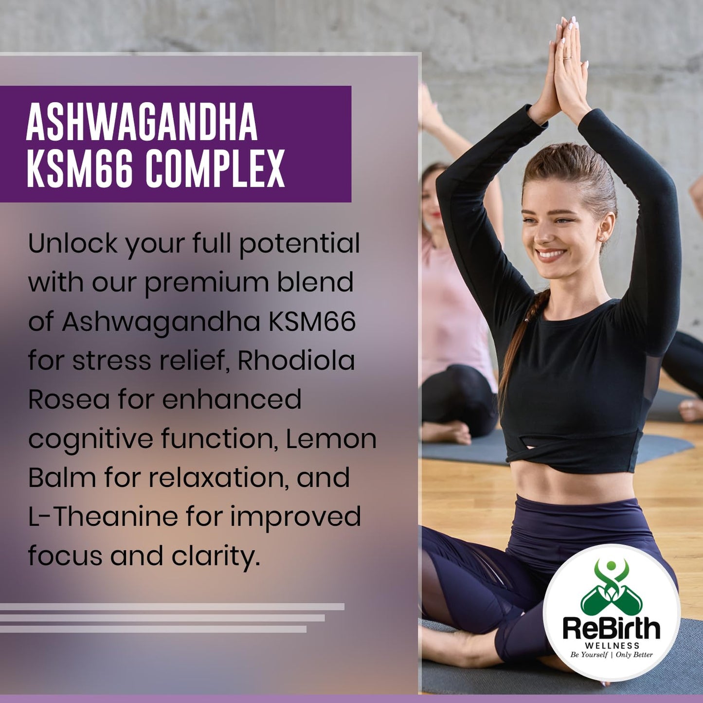 Ashwagandha High Strength KSM 66 Complex - 2000mg Enhanced with Rhodiola Rosea, L Theanine & Lemon Balm for Sleep Aid & Calm - 120 Ashwagandha KSM 66 Tablets - Vegan Supplement, Made in UK