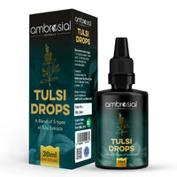 AMBROSIAL Ambrosial Tulsi Drops Concentrated Extract Of 5 Tulsi 30ml | Natural Immunity Booster | Relieves Cough & Cold | Raw Extract of Holy Basil Leaf (30ml)