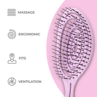 Ninabella Organic Detangle Hair Brush for Women, Men & Children - Does not Pull the Hair - Hair Straightening Brushes for Curly, Straight & Wet Hair - Unique Spiral Hairbrush - pink