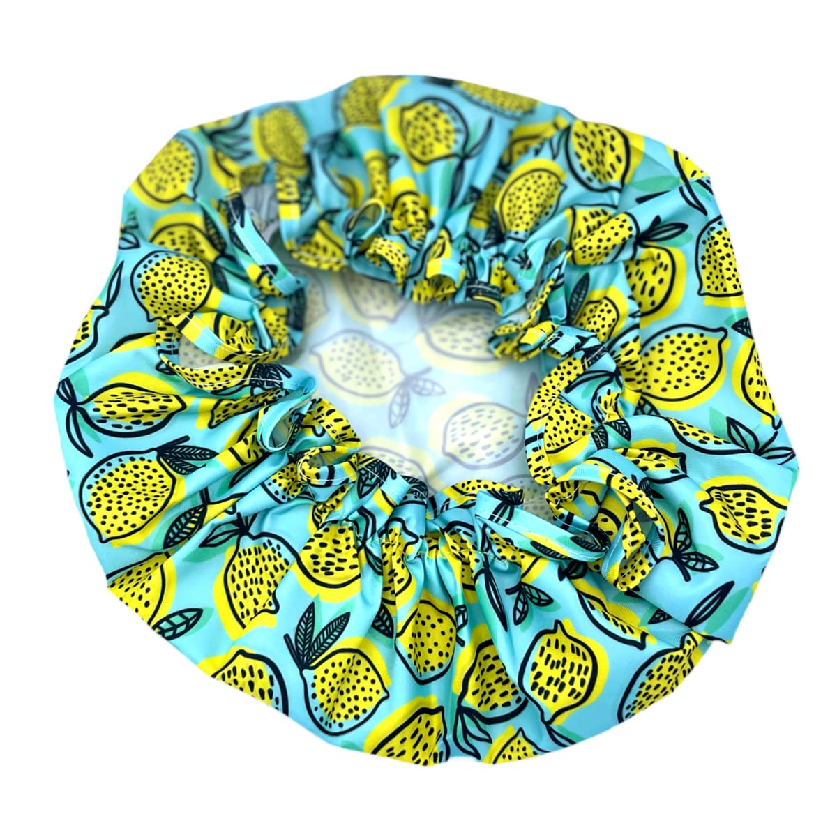 SMUG Shower Cap | Waterproof Shower Cap with Elastic Lining | Four Prints Available | Showers, Cooking, Spa Salon, Sleeping, Makeup | Shower Caps For Women UK Long Hair Short Hair | Lemon