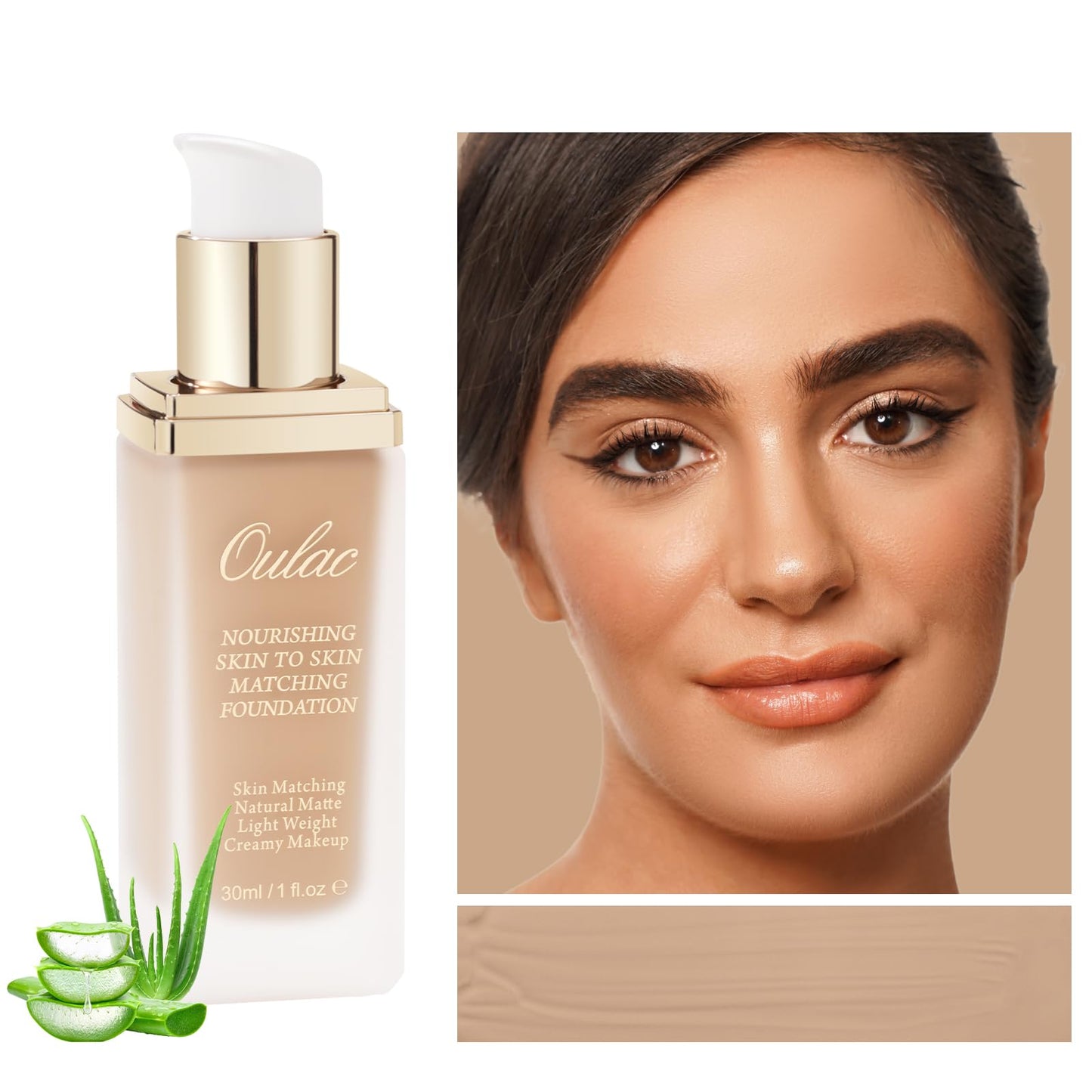 Oulac Foundation Full Coverage, Hydrating Foundation enriched with aloe vera and Vitamin E, Long Lasting Liquid Foundation, Vegan Foundation 30ml, Shade: 10 Golden Natural