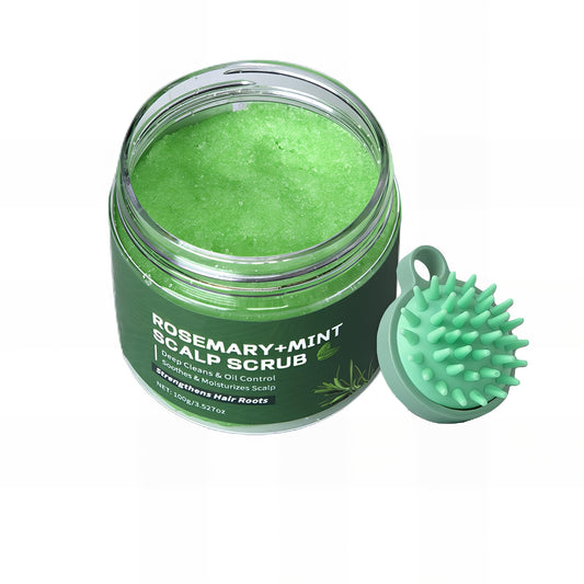 DMQ Rosemary Scalp Scrub with Mint Oil, Mint Scalp Exfoliator, Scalp Cleansing Nourishing, Prevent Hair Loss,Dandruff and Build-Up Remover, Scrub Cream with Scalp Massager, 100g