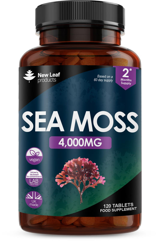 Sea Moss Tablets Extract High Strength 4000mg - Sea Moss Supplement 120 Tablets (not sea moss capsule) High Potency - UK Made - Vegan - Non GMO