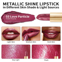 Oulac OULAC Metallic Shine Glitter Lipstick, Purple High Impact Lipcolor, Lightweight Soft and Ultra Hydrating, Long Lasting, Vegan & Cruelty-Free, Full-Coverage Lip Color 4.3 g/0.15 oz Love Particle(03)