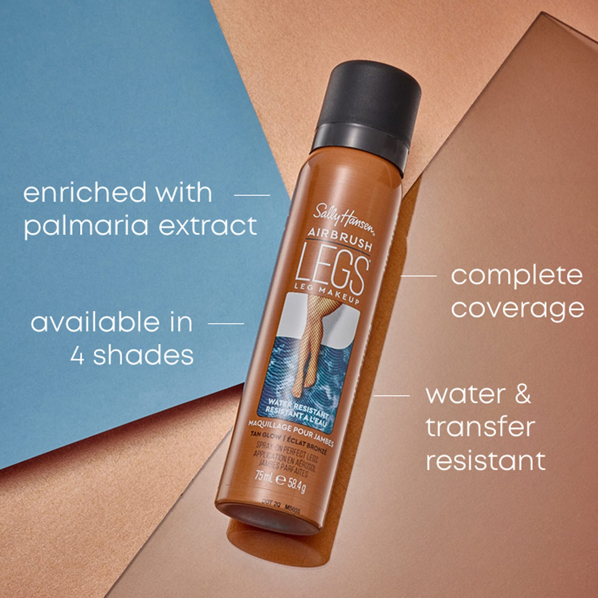 Sally Hansen Airbrush Legs Instant Tan Spray, Water and Transfer Resistant Formula, Light Weight with Full Coverage Effect, Deep, 75ml