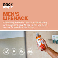 Rockface Rock Face Shower Gel - Power All In One Body Wash for Men, 410ml, Spicy Oriental Scent, Suitable for Hair and Body, Long Lasting Fragrance
