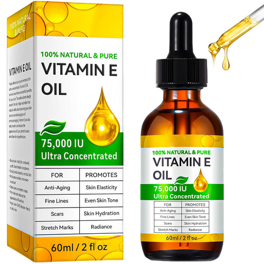 AuraBeen Vitamin E Oil with Jojoba for Face, Skin, Hair, Cuticle & Scars - Cold Pressed, Gentle Moisturizing & Repair Solution, Fast Absorbing, Firming Skin, Fill Fine Lines(2 Fl Oz)