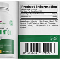 Supplement Tree Peppermint Oil Capsule Softgels - 200mg High Strength 180 Softgels (6 Months Supply) - Natural Oil of Peppermint Supplement - UK Manufactured, Non-GMO