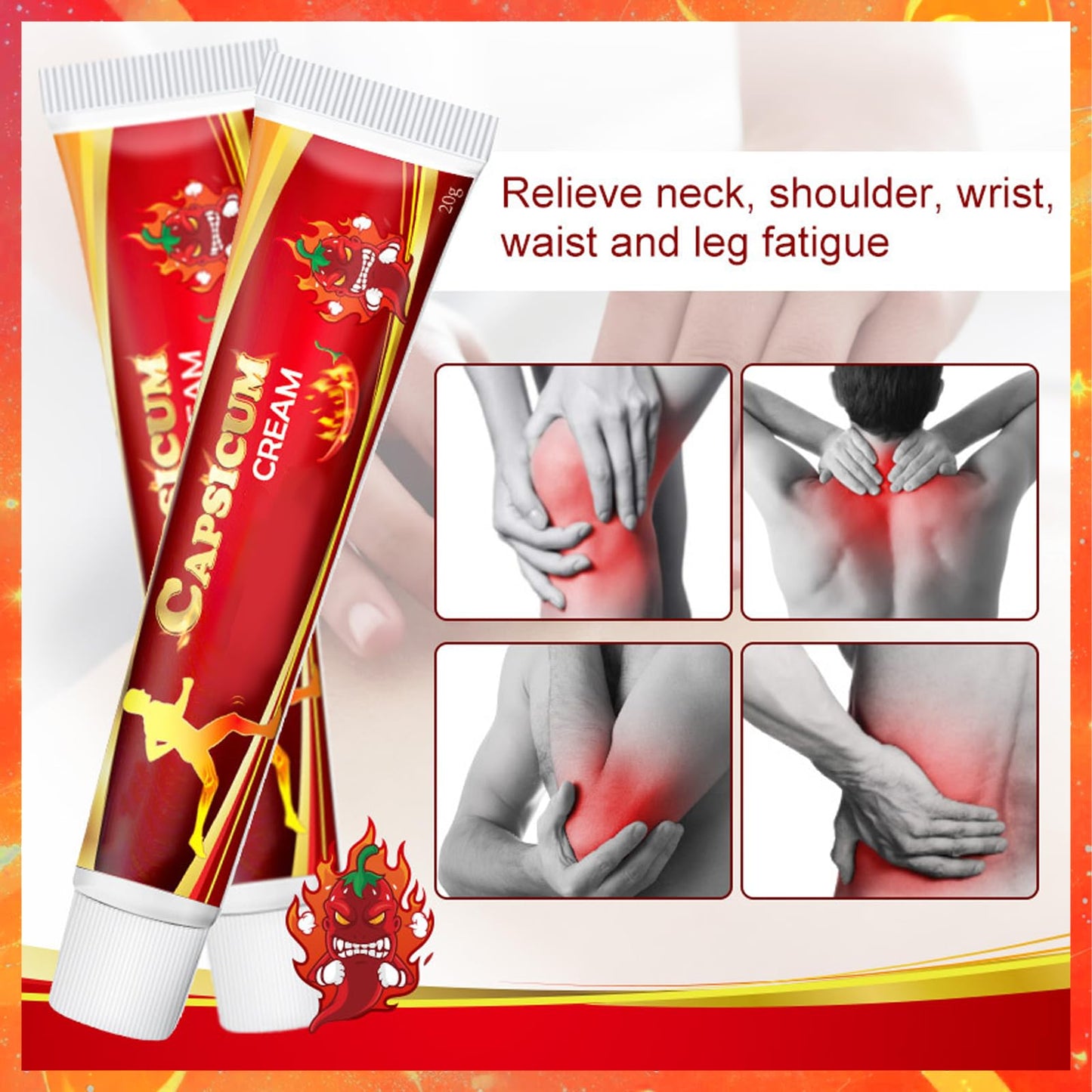 2 x Chilli Massage Gel for Neck, Knees, Hands & Feet Joints to Improve Blood Circulation, Suitable for All!