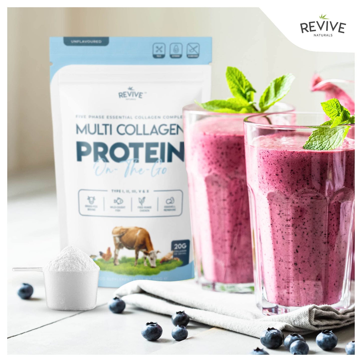 Multi Collagen Protein Powder (100g) - Types I, II, III, V & X - Hydrolyzed Grass Fed Bovine, Wild Caught Fish, & Free-Range Chicken & Eggshell Collagen (5 Day Supply)
