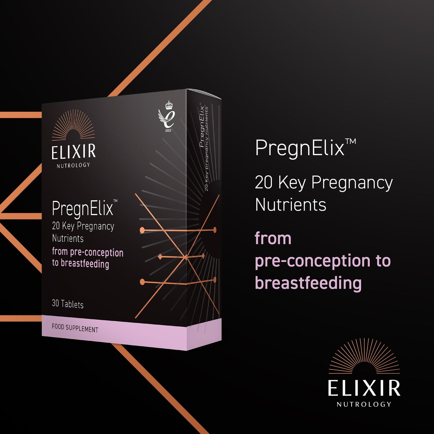ELIXIR NUTROLOGY Pregnancy Multivitamin | 20 Essential Nutrients for Pregnancy Support | Folic Acid, Iron & Vitamin D | Supports Maternal Tissue Growth | Daily Prenatal Supplement | 30 Vegetarian Tablets | UK Made