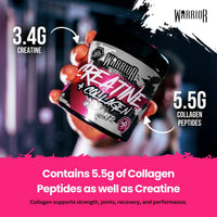 Warrior Creatine Monohydrate Powder + Hydrolysed Collagen Peptides 270g (30 Servings) – Micronised Creatine and Collagen Supplement for Muscle, Hair, Skin, Nails & Joints for Women – Unflavoured