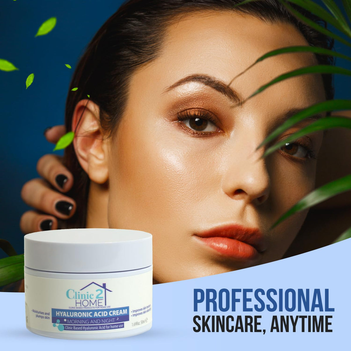Clinic2Home Hyaluronic Cream - 50g - Anti Wrinkle Night & Day Face Hyaluronic Cream for Woman & Men Fast-Acting - Brighten Skin, Boost Collagen, Reduce Fine Lines & Firming Moisturiser for Face
