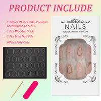Ceboic 24 Pcs Square Short False Nails, French Tips Press on Nails Acrylic Full Cover Fake Nails, Glossy Removable Stick on Nail with Glue Sticker for Women and Girls (Nude Green Border)