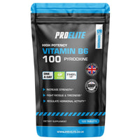 Vitamin B6 100mg - 120 Vegan Tablets 7000% Nrv Dose High Strength | B6 Vitamins Contributes to Healthy Metabolism, Reduction of Tiredness, Normal Immune & Nervous System Function by PROELITE