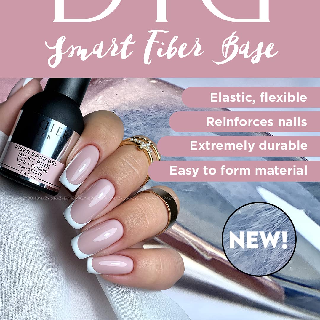 DIDIER LAB Didier Lab- Premium Milky Pink Gel Nail Polish Base Coat 10ml -Extra Strong Nail Strengthener For Damaged Nails - Gel Base Coat - Nail Varnish - Gel Polish - Clear Nail Polish - LED UV Gel Nail Polish