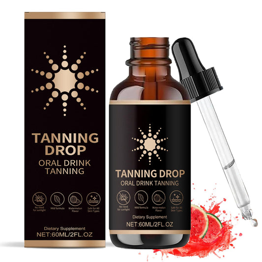 60ML Sunless Tanning Drops to Drink, Oral Tanning Drops, Drinkable Tanning Supplement with Natural Ingredients to Boost Melanin Naturally, Safe & Long-Lasting Enhances Natural Tan, for All Skin Types