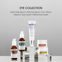 Advanced Clinicals 5-in-1 Multi Correction Anti-Aging Eye Serum with Retinol Collagen Vitamin C and Manuka Honey. For dark circles wrinkles crow's feet fine lines. Large 2oz airless tube.