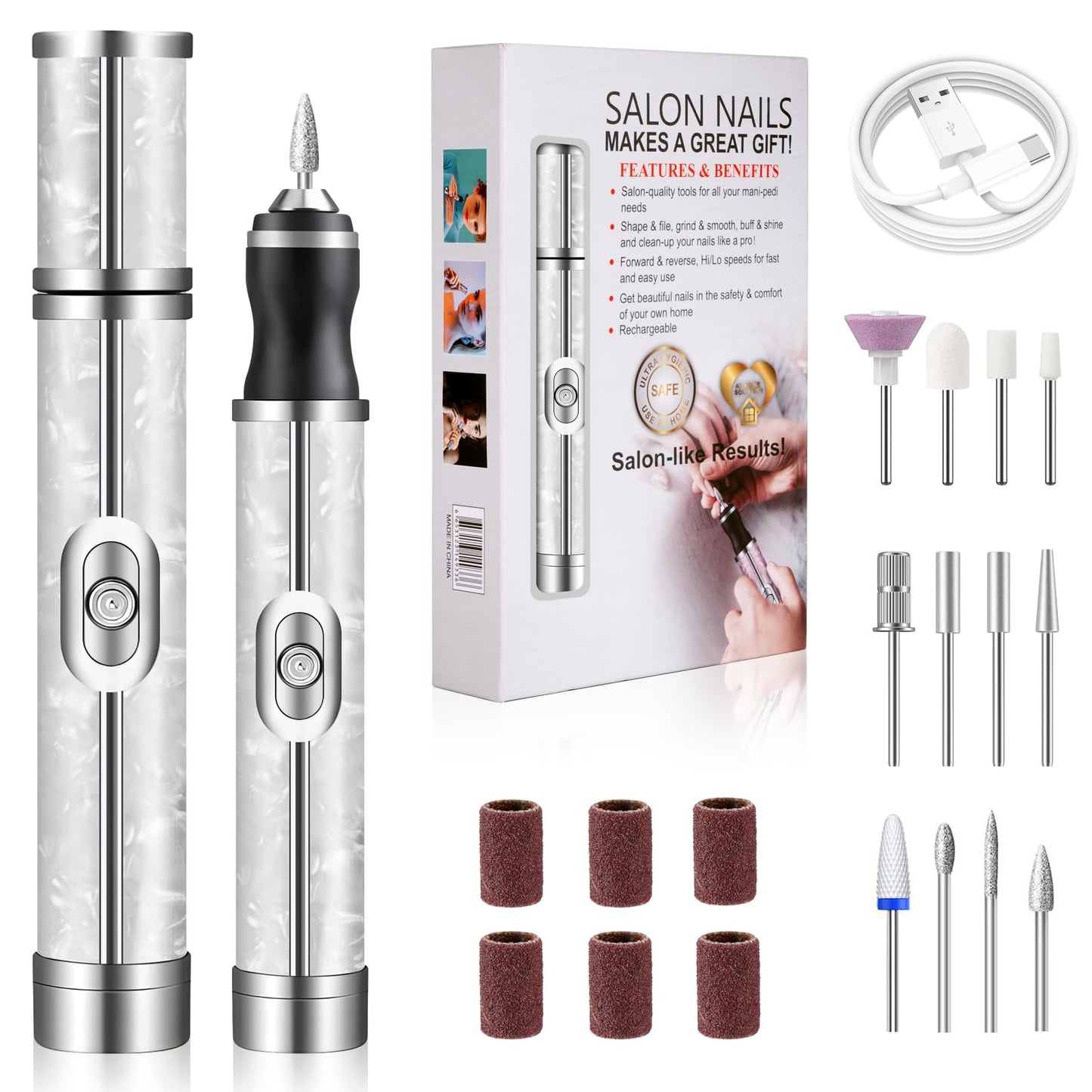 Leikedun Electric Nail File for Thick Toe Nails, 4 Speeds Nail Grinder for Thick Toenails Set for Various Nails and Shapes