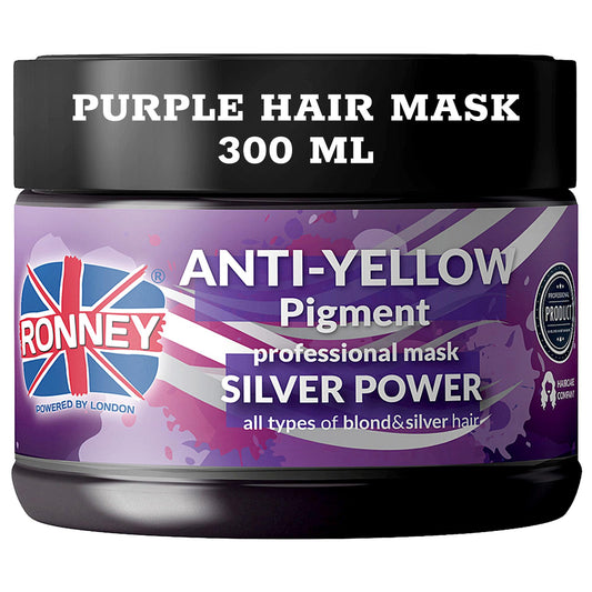 Ronney RONNEY Purple Hair Mask for Blonde Hair - Supports No Yellow Shampoo - 300 ml Blonde Hair Mask for Blonde, Bleached, Grey and Silver Hair Colour - Add Shine, Cool Tone, Lighten and Soften