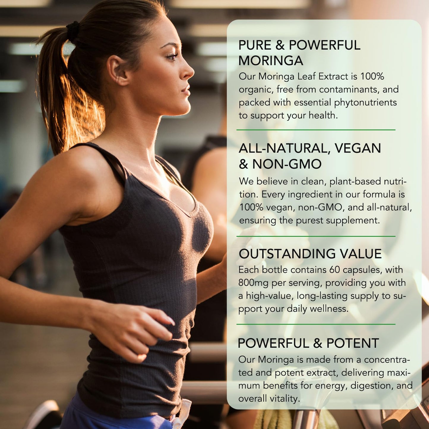 FSLHCY Moringa Capsules 800mg, Rich Moringa Powder Supports Energy, Joint & Immunity & Gut Health, Overall Vitality, Pure Vegan Extract Non-GMO (120pcs)