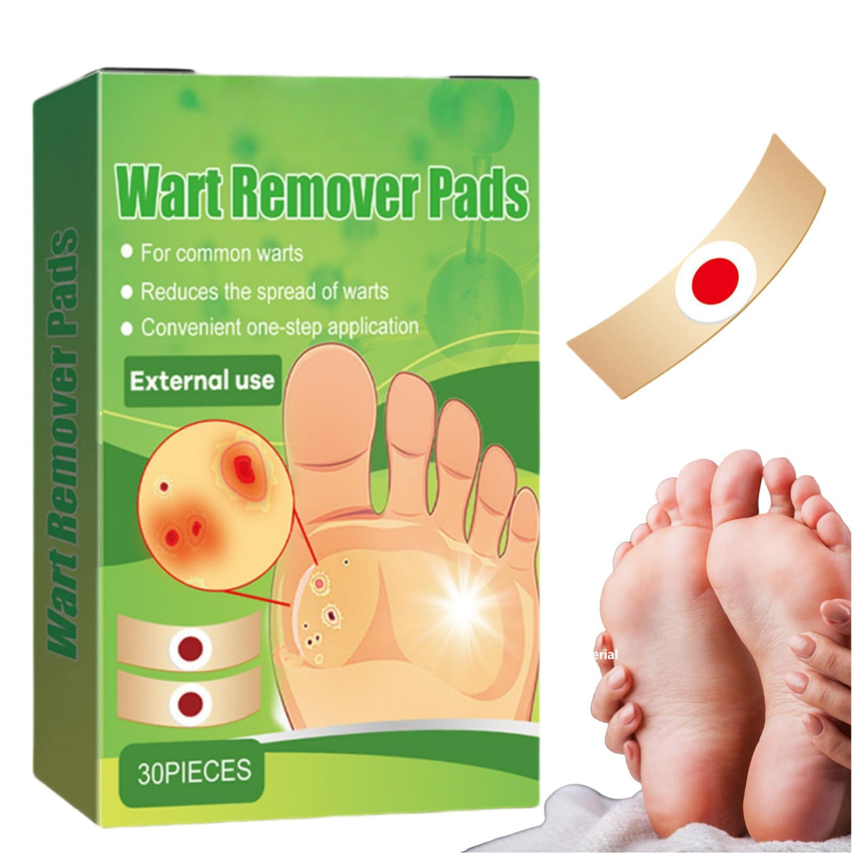 ShengQiu 30pcs Wart Remover,Verruca Treatment,Wart Remover for Hands,Plantar Wart R/emover for Feet,Effective Deep Verruca R/emoval Pads Patches for Adults