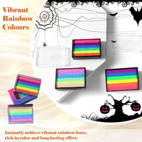 Mikloven Rainbow Face Paint Palette with 6 Vibrant Striped Colours on Square Sponge - Water Based, Washable & Safe for Kids Party, Festival, Cosplay, Carnival, Birthday, Creative Makeup & Face Art Design