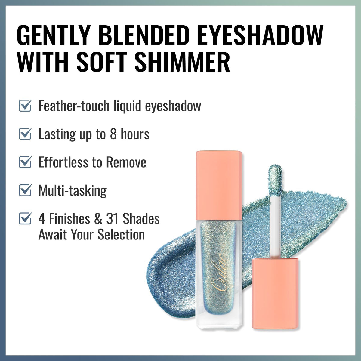 Oulac Liquid Glitter Eyeshadow – Shimmer Eyeshadow & Eyeliner | Shiny Teal with Gold and Emerald Sparkle, Blendable Sparkly Eye Make-up, Crease Resistant, Vegan, 6.8g, Electric Eel (14)