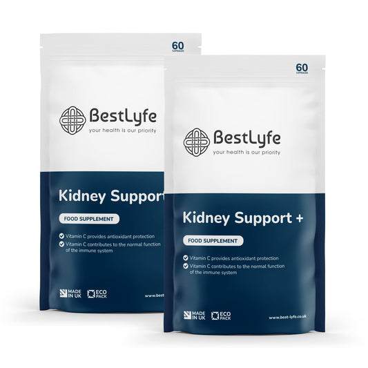 BestLyfe Your Health Is Our Priority BestLyfe Kidney Support+ Supplement | 14 Nutrients & Vitamins | Twin Pack | 120 Capsules | Liver Detox | Kidney Cleanse | Gallbladder and Spleen Support | Healthy Urinary Tract | UK Made