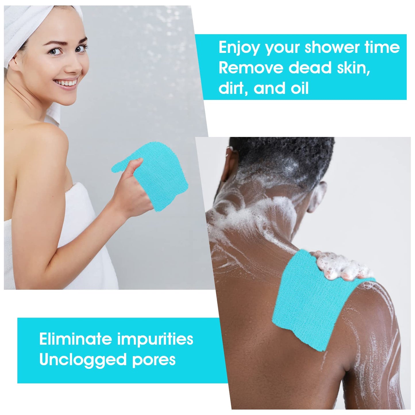 WLLHYF Exfoliating Cloth Nylon Japanese Scrub Shower Wash Cloth Body Shower Cleaning Multicolour Sponges Deep Clean Back Washer Spa Massage Bath Towel for Women Men