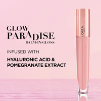 L'Oreal Paris Paradise Glow Balm-in-Gloss – Plumping Lip Gloss with Hyaluronic Acid & Collagen, Lightweight, non-sticky with intense hydration – Non-Sticky, Nourishing Formula, 402 I Soar